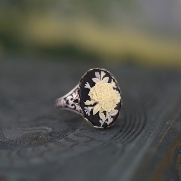 Rose Bouquet Ring in Antiqued Brass or Silver  Choose a Color