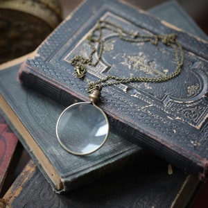 Silver Magnifying Glass Necklace Pendant Monocle Bronze