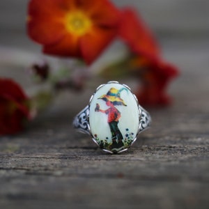 Vintage Holly Hobbie Cabochon Adjustable Rings in Antiqued Silver or Brass - Choose A Style