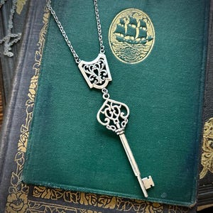 Skeleton Key Necklace in Bronze or Silver, Pick a Chain Style