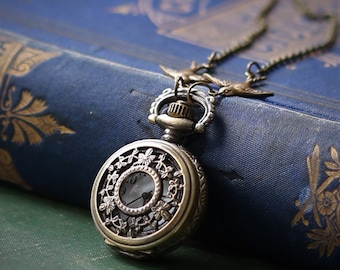 Floral Pocket Watch Necklace with Vintage Design- Pick a Style