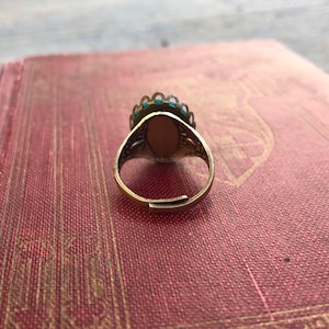 Antiqued silver adjustable vintage style ring rear view.
