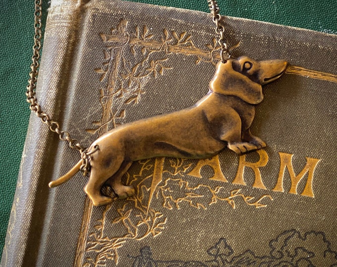 Wiener Dog Necklace in Antique Brass or Silver Etsy