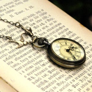 Vintage Style Pocket Watch Necklace - Choose from Four Styles: Owl, London Round, Two Time Zones or Pendula with Tassel