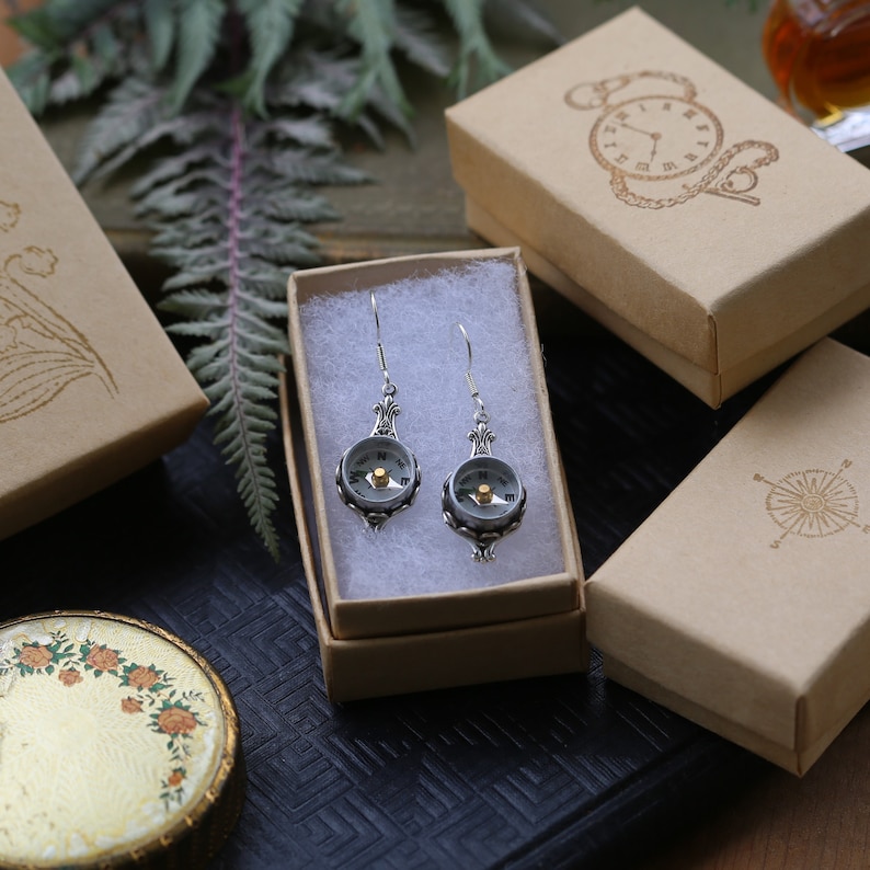 Bronze Small Compass Earrings