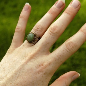 Aventurine Filigree Ring Adjustable Size image 2