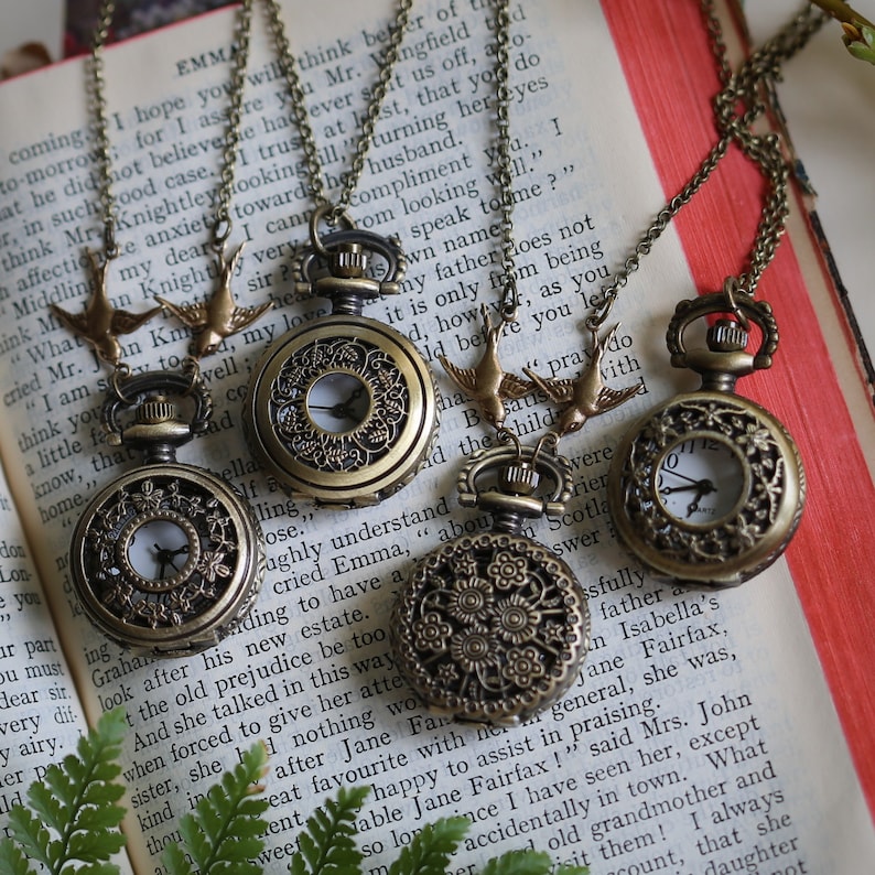 Floral Pocket Watch Necklace With Vintage Design Pick a Style Etsy