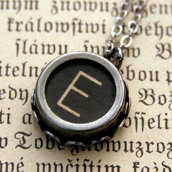 Vintage Typewriter Key Necklace- E