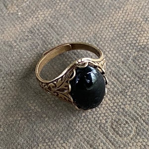 Stone Ring Black Onyx, White Howlite or Black and Gray Snowflake ...
