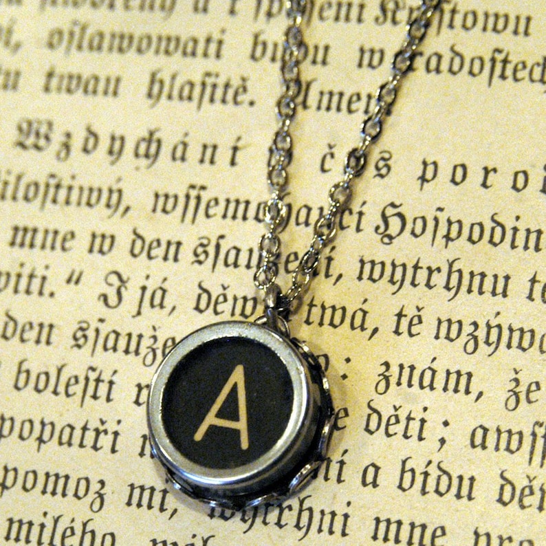 Vintage typewriter key necklace.