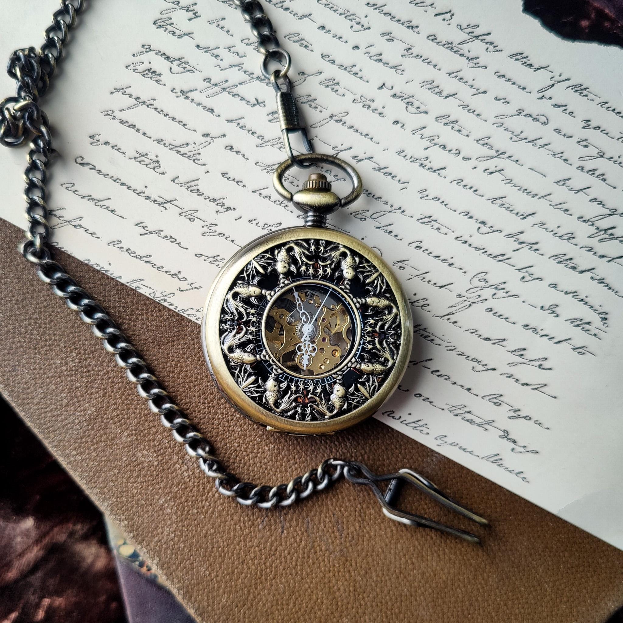 Pendentif Chaîne De Montre De Poche Vintage - Ton Argent/or - Longueur 14 Pouces