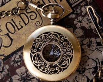 Vineyard Brass Mechanical Pocket Watch