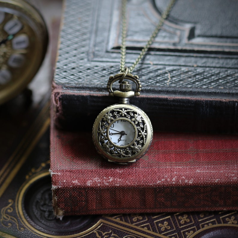 Floral Pocket Watch Necklace With Vintage Design Pick a Style Etsy