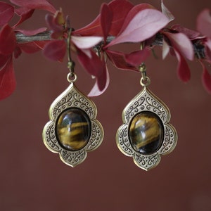 Semiprecious Stone Earrings - Choose Tigerseye Goldstone Carnelian etc