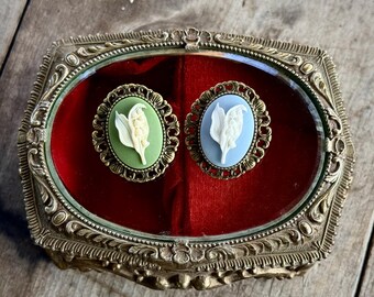 Lilly of the Valley Brooch in Antique Brass, Silver or Black. Vintage Inspired Floral Cameo Pin that Converts to a Necklace.