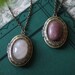Stone Oval Vintage Style Locket in Rose Quartz or Rhodonite