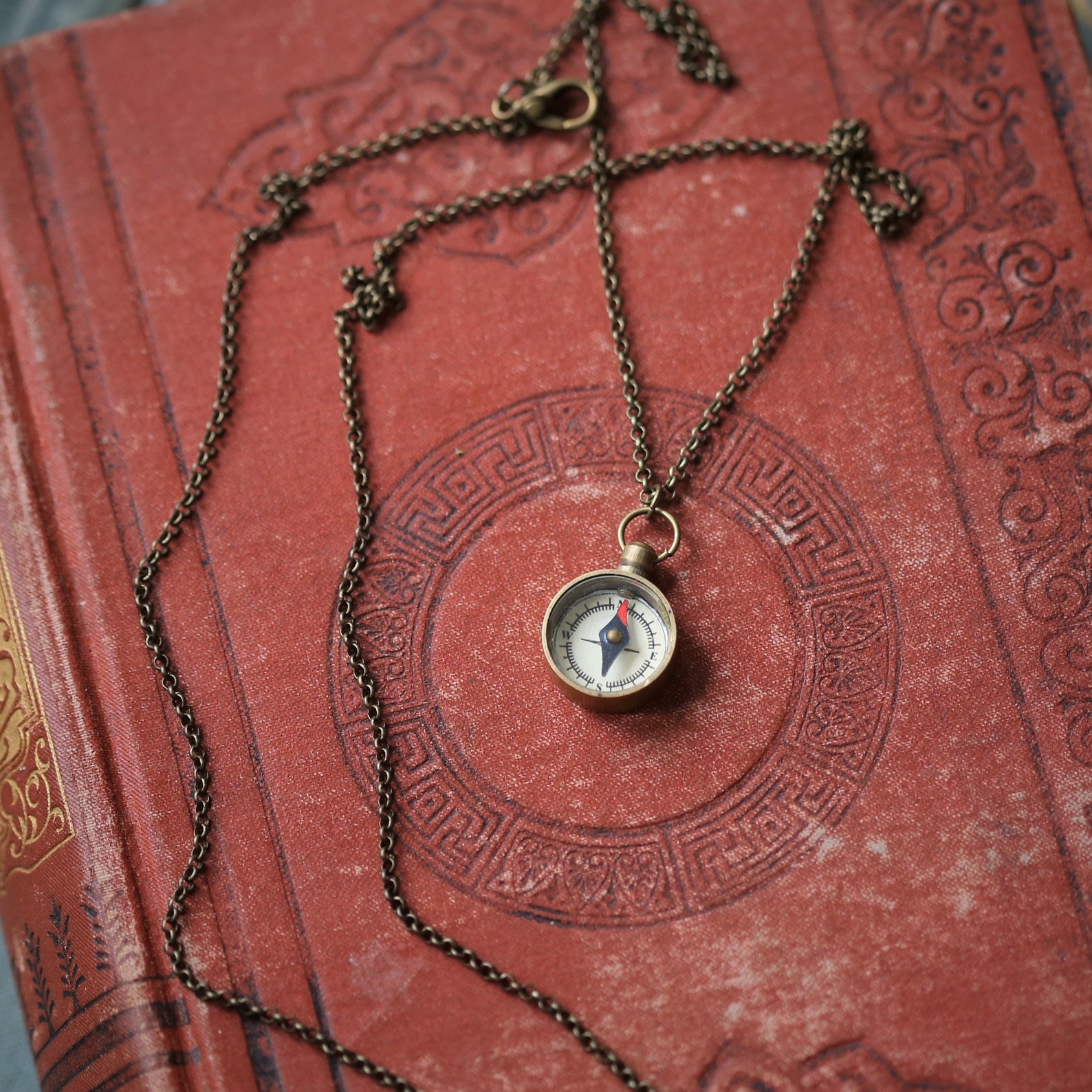 Small Working Compass Necklaces in Brass Silver or Antiqued Etsy