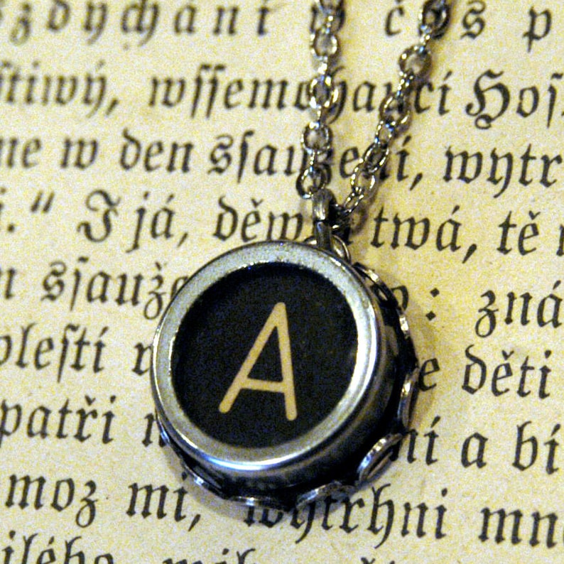 Vintage typewriter key necklace.