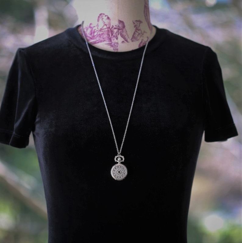 Small Pocket Watch Pendant Necklace in Silver Choose From Etsy