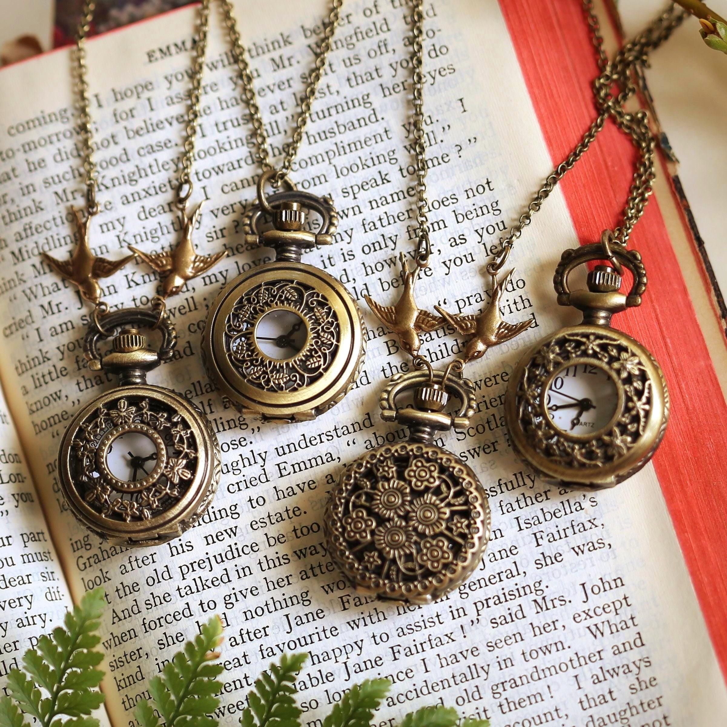 Rose Gold Pocket Watch Necklace - Etsy