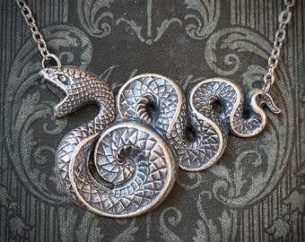 Victorian Snake Necklace- Bronze or Silver - Vintage Style