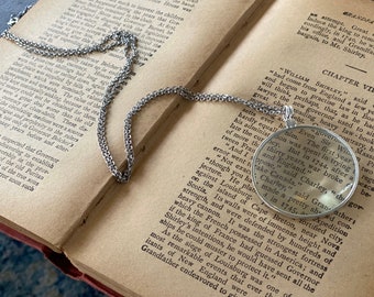 Vintage Style Magnifying Glass Necklace - 5x Monocle Pendant