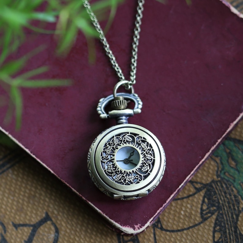 Floral Pocket Watch Necklace With Vintage Design Pick a Style Etsy