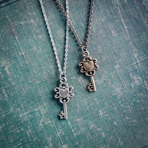 Key To My Heart Necklace in Antiqued Silver or Brass