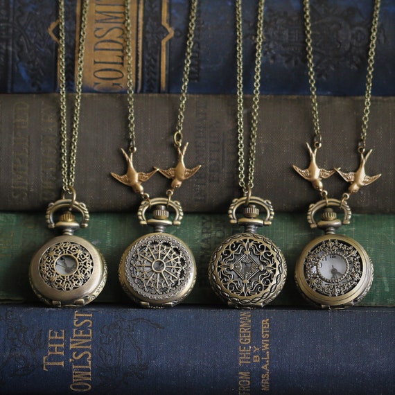 Montre Gousset Vintage Steampunk JewelryWe En Bronze Avec Chaîne Collier - Motif Train De Course Pour Homme Et Femme