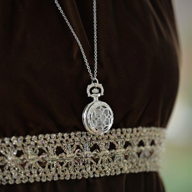 Silver Lattice Battery Operated Watch Necklace Choose From Three Options image 5