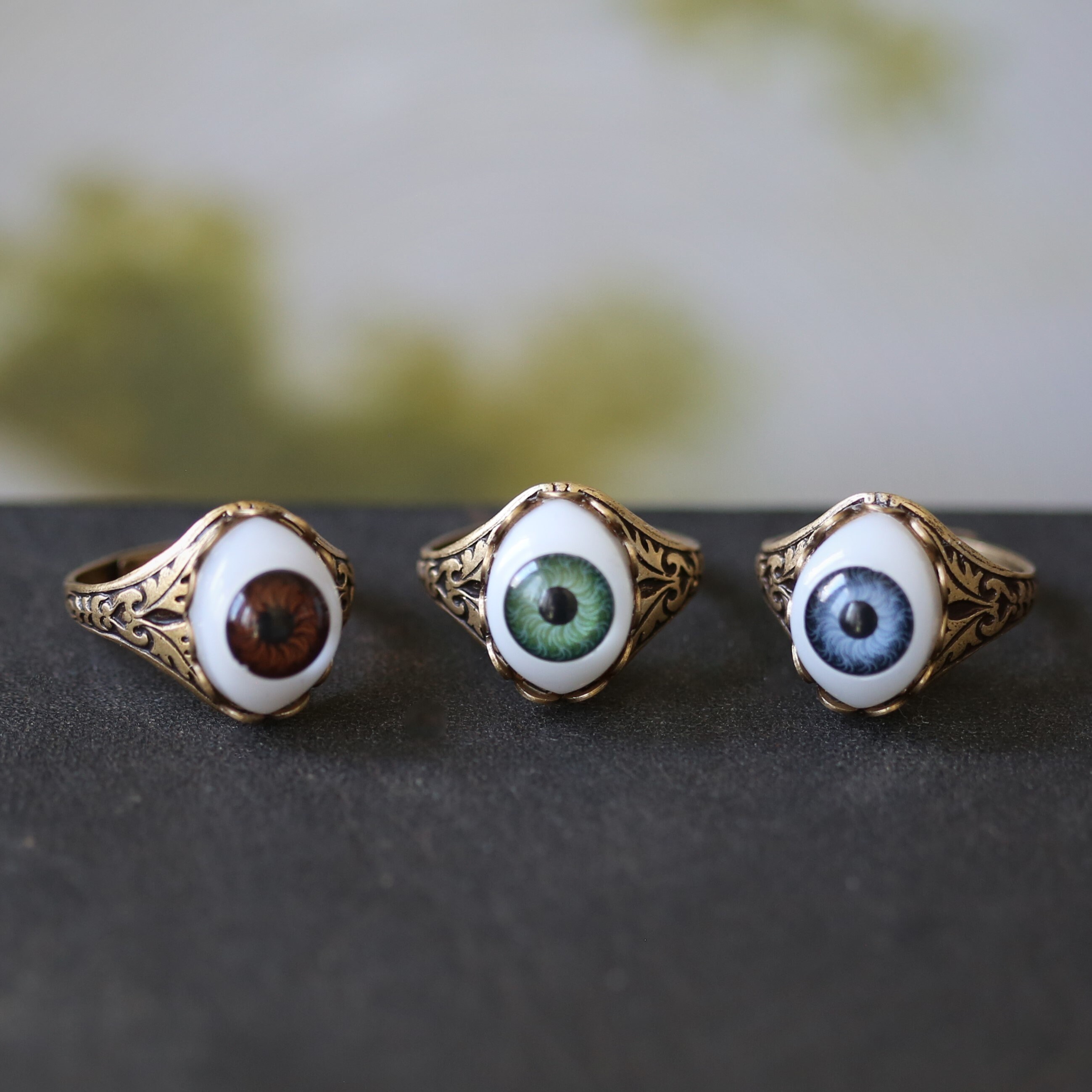 Blue Eye Ring in Antiqued Silver or Brass Vintage Style - Etsy