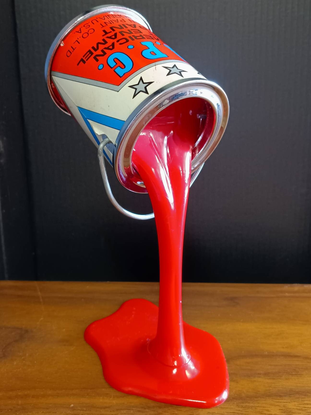 Red American Paint Pop Art Can Bank Etsy
