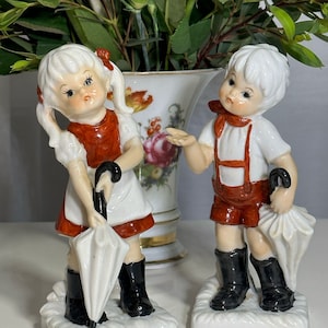 Vintage Mädchen und Jungen Figuren, Porzellanfiguren, Set 2 Figuren, einzigartiges Sammlerstück