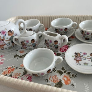 Tea Party Set Porcelain Miniatures, porcelain miniatures tea set, kids tea set, vintage miniature porcelain tea set, cute miniature tea set