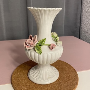 Porcelain vase , Capodimonte vase, italian vintage vase, 19th century floral motif,  vintage vase