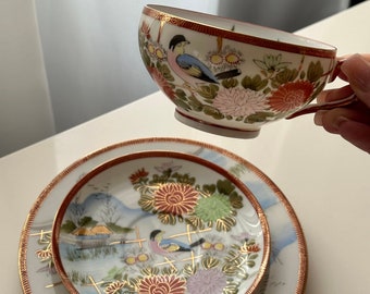 Japanische Porzellan Teetasse Untertasse und Kuchenteller, altes Porzellan japanisch Porzellan