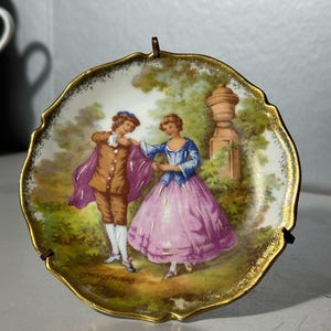 Limoges plate Fragonard, Gold plate, vintage small collectible plate, miniature limoges collectible
