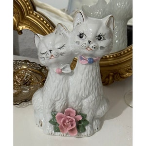 Large Porcelain cats figurine, kawaii cat figurine, vintage porcelain , collector gift