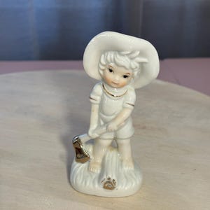 Vintage Porcelain Boy Figurine with Axe, Porcelain figurine, porcelain boy figurine, vintage porcelain, rare cute figurine