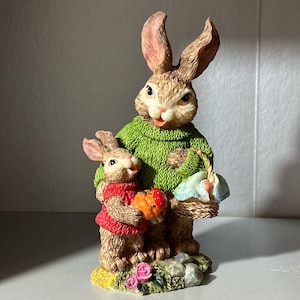 Brauns Heitmann Vintage Ceramic Easter bunnies figurine, Easter Decor, Easter gift, Keramik Hase, Hand painted figurine - 80s 90s