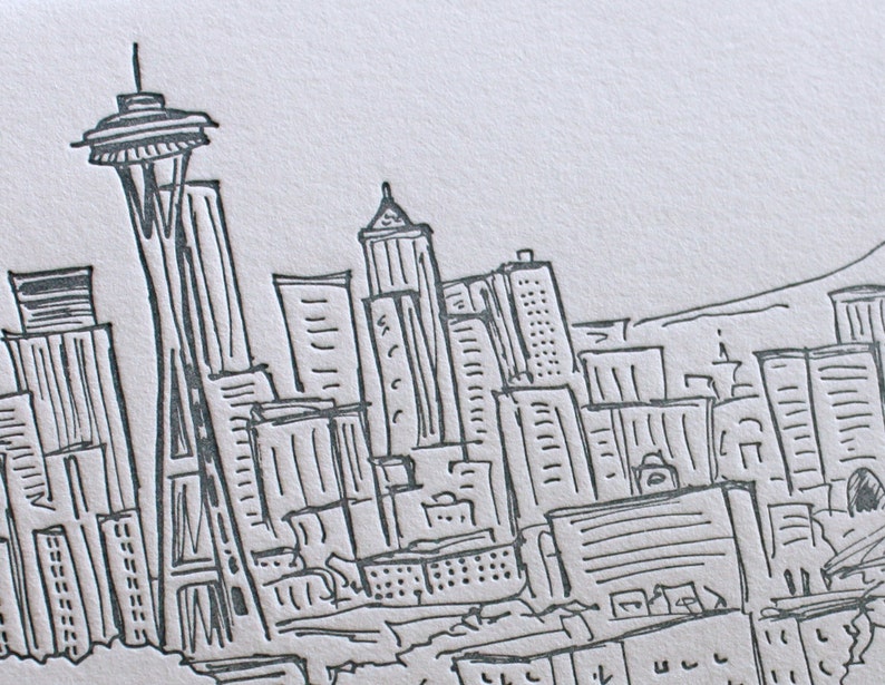 Seattle Eight Letterpress Note Cards Etsy