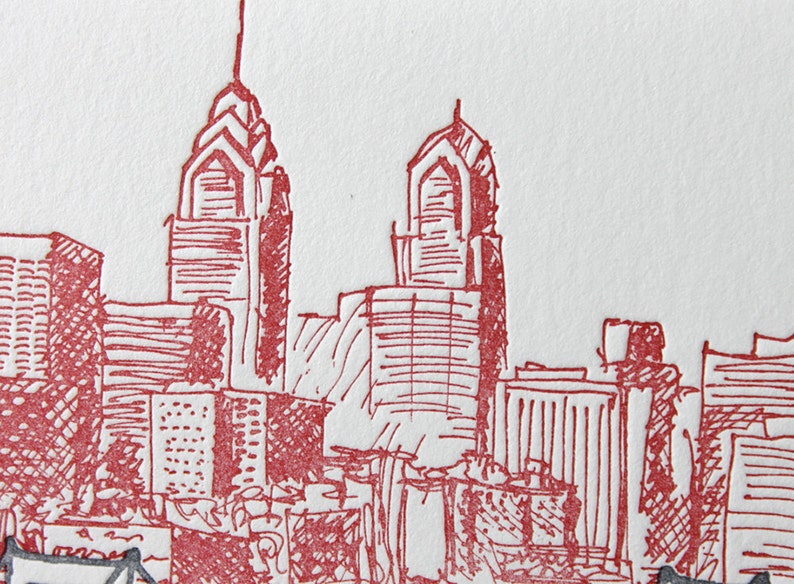 Philadelphia eight letterpress note cards Etsy