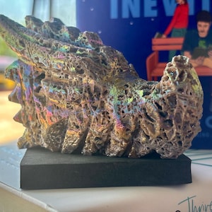 Rainbow Aura Druzy Sphalerite Dragon Head Carving Crystal