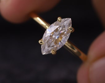 Anillo de aniversario de talla marquesa de 1,5 CT, hermoso regalo de compromiso, regalo nupcial de diamantes, anillo de promesa con conjunto de cuatro puntas, anillo de boda clásico