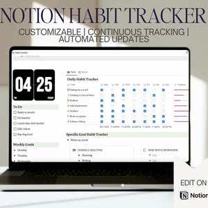 Notion Habit Tracker | Daily, Weekly & Monthly Routines | Notion Template for Productivity