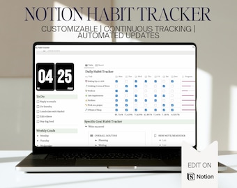 Notion Habit Tracker | Daily, Weekly & Monthly Routines | Notion Template for Productivity
