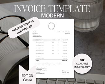 Invoice Template | Editable Canva Invoice for Small Business | Printable Billing Form | INSTANT DOWNLOAD
