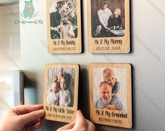 Gepersonaliseerde foto koelkastmagneet, houten foto koelkastmagneten, familieherinneringen, ruil foto's magneten, houten handgemaakt cadeau