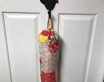 Handmade Patchwork Plastic Grocery Bag Holder – Kitchen Storage, Recycling Bag Dispenser