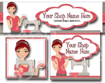 Premade Etsy Shop Banner Set – Sewing Theme, Shop Icon